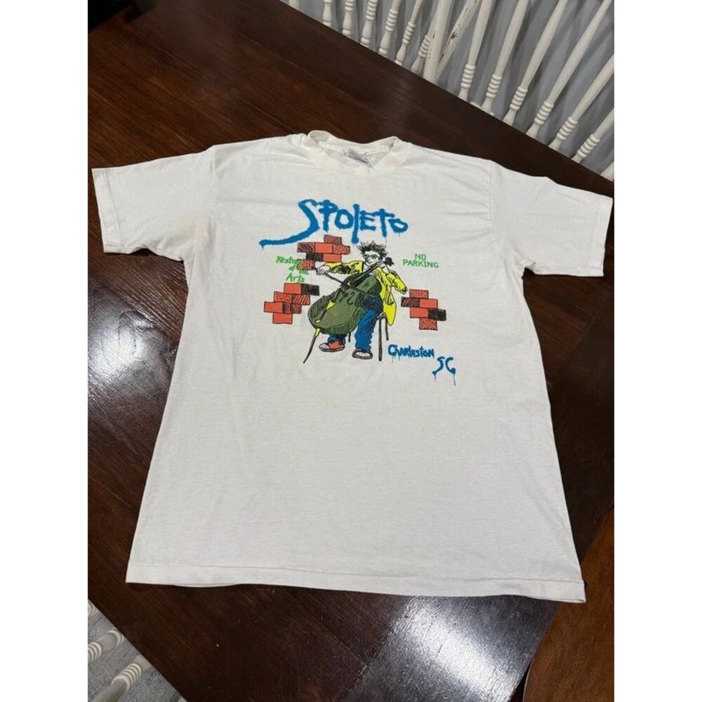 Vintage 80s Spoleto Festival Charleston SC Cello Art Single Stitch T-Shirt L USA